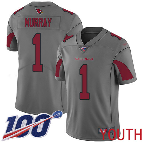 Arizona Cardinals Limited Silver Youth Kyler Murray Jersey NFL Football #1 100th Season Inverted Legend->youth nfl jersey->Youth Jersey